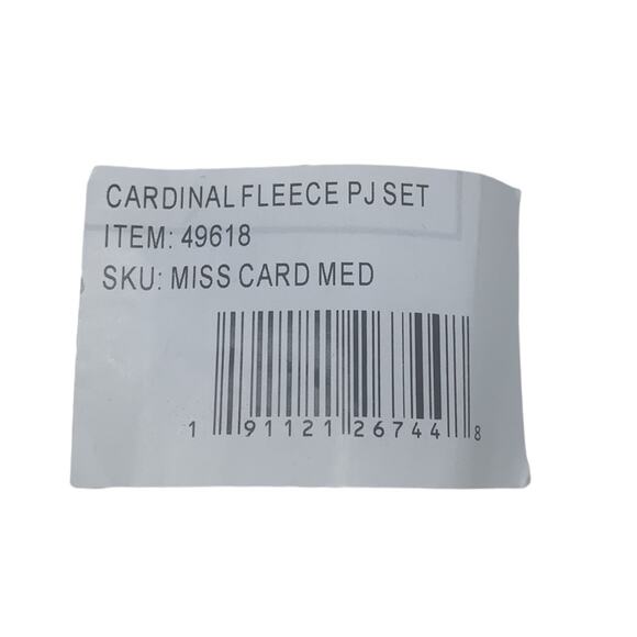 Cardinal Embroidered NWT Fleece Pajamas Set Cream Shirt and Blue Pants S… - Picture 6 of 7